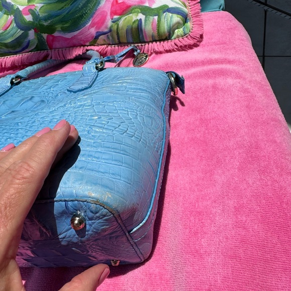💙Brahmin Blue Crocodile-Embossed Leather Satchel💙 - Picture 13 of 15
